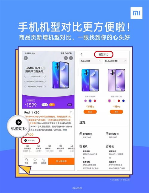小米商城上线 手机机型对比 功能 一目了然